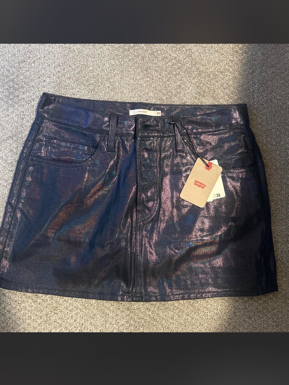 Levi's Shimmer Coated Mini Skirt in Iridescent Navy